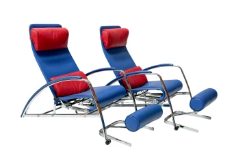 Pair of Grand Repos Lounge Chairs with Stools by Jean Prouvé Tecta , 1980s